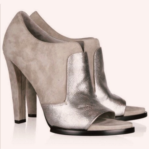 Alexander Wang Shoes - Alexander Wang Luisa Silver Suede Open Peep Toe High Heels 38